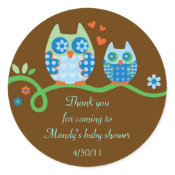 Mom and Baby Owl Baby Shower Favor Sticker sticker