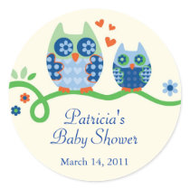 Mom and Baby Owl Baby Shower Favor Sticker