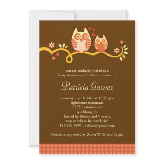 Mom and Baby Owl Unisex Baby Shower Invitation invitation