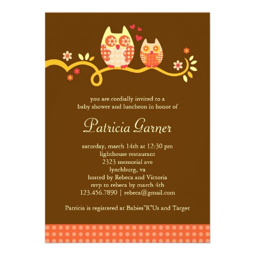 Mom and Baby Owl Unisex Baby Shower Invitation