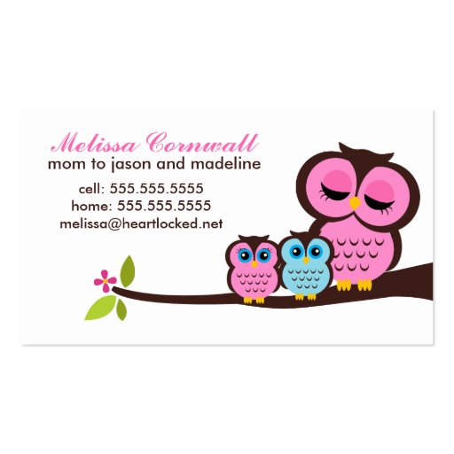 Mom and Baby Owls Calling Cards Business Card
