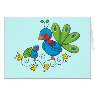 Mom and Baby Peacock card