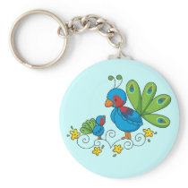 Mom and Baby Peacock Keychains