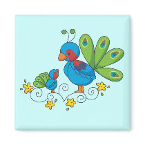 Mom and Baby Peacock Fridge Magnet