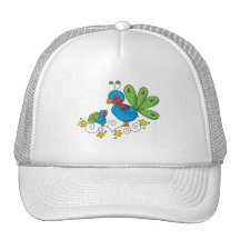 Mom and Baby Peacock Mesh Hats