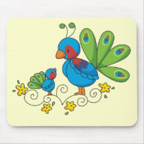 Mom and Baby Peacock Mouse Pads