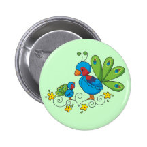 Mom and Baby Peacock Pinback Button