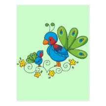 Mom and Baby Peacock Postcard
