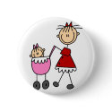 Mom And Baby Stick Figures Button