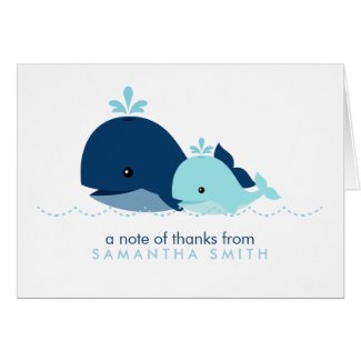 Mom and Baby Whale Baby Shower {blue} Stationery Note Card