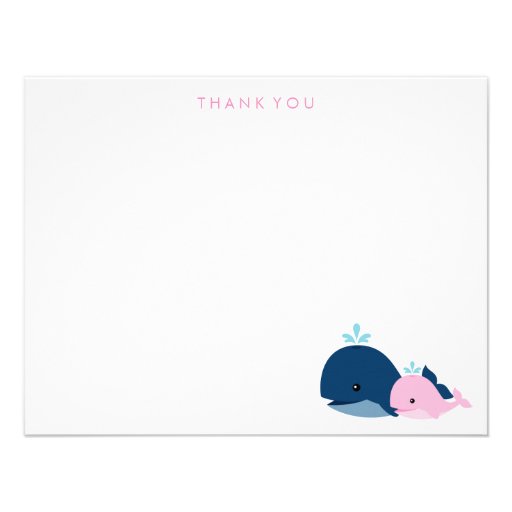 Mom and Baby Whale Thank You Notes {pink} Custom Announcements