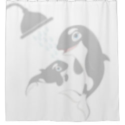 Mom And Baby Whales Shadow Buddies in Shower Shower Curtain