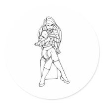 Mom and child round stickers