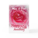 Mom and Dad - 25th Anniversary with Pink Rose Cards
