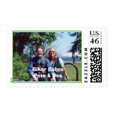 Mom and Dad, Biker BabesPete & Dea Postage Stamps by land_sara