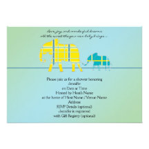 Mom and Me Elephant Baby Boy Shower Invitation