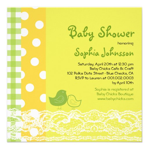 Mom & Baby Bird Lace Cute Baby Shower Invite