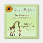 Mom & Baby Giraffe Green Save the Date Baby Shower Refrigerator Magnet