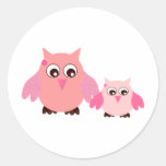 Mom & baby owl round stickers