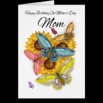 Mom Birthday On Mother's Day Greeting Card With Bu cards