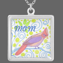 Mom Cardinal Bird Necklace necklaces