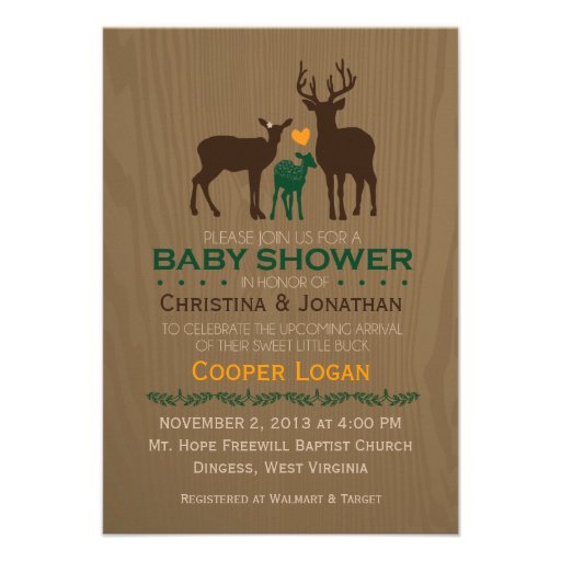 Mom, Dad & Baby Deer -  Baby Shower Invite