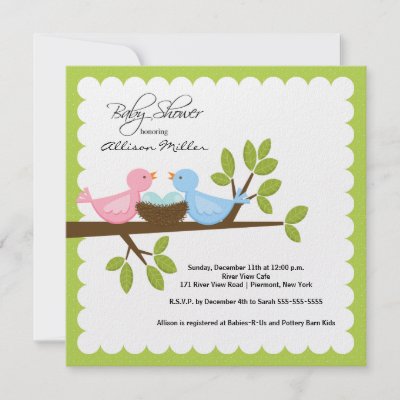 Twin Baby Shop on Mom   Dad Birds With Twins Baby Shower Personalized Invite From Zazzle