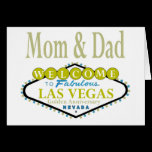 Mom & Dad Golden Las Vegas Anniversary Card cards