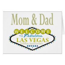 Mom & Dad Golden Las Vegas Anniversary Card
