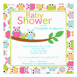 Mom & Dad Owls with Baby Owl Baby Shower Personalized Announcements