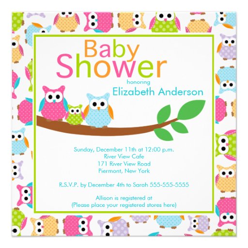 Mom & Dad Owls with Baby Owl Baby Shower Personalized Announcements