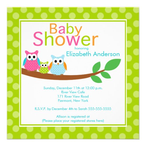 Mom & Dad Owls with Baby Owl Neutral Baby Shower Invite