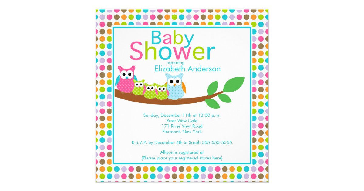 Mom Dad Owls With Triplets Multiple Baby Shower Invitations