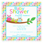 Mom & Dad Owls with Twins Multiple Baby Shower Custom Announcements