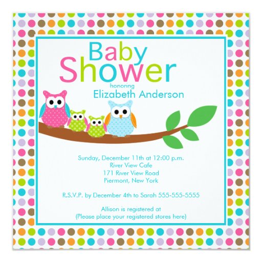 Mom & Dad Owls with Twins Multiple Baby Shower Invitation | Zazzle