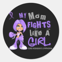 Mom Fights Like Girl H Lymphoma 42.9 Stickers