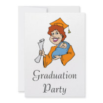 Mom Graduates Orange Invite