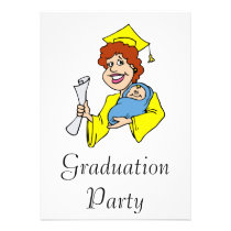 Mom Graduates Yellow invitations
