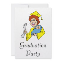 Mom Graduates Yellow Custom Invitation