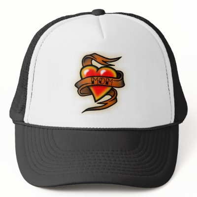 hart ....tattoo. mom hart tattoo mesh hats by