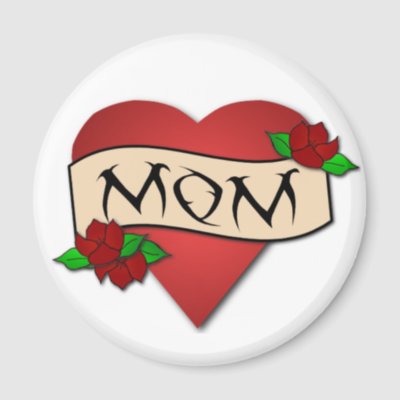 Mom heart tattoo magnet by