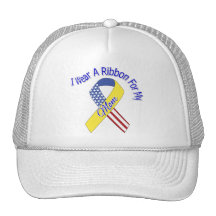 Mom - I Wear A Ribbon Military Patriotic Trucker Hats