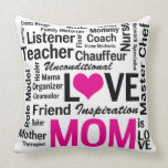 Mom is Love Pink and Black Mother's Day pillows