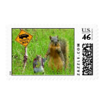 mom & kid at the School Bus Postage Stamps