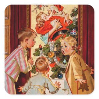 Mom Kisses Santa Claus