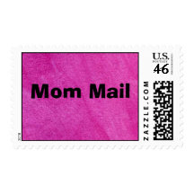 Mom Mail pink postage stamp