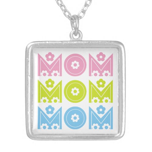 Mom Mother's Day floral text design necklace zazzle_necklace