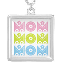 Mom Mother's Day floral text design necklace
