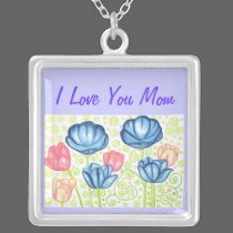 Mom Necklace with Tulip Garden, Mom Jewelry necklaces