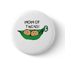 Mom of Twin Pod Pinback Button